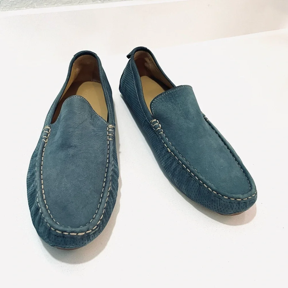 Cole Haan Men's Blue Perforated Suede Loafers